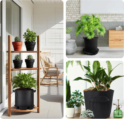 4Pcs Self Watering Pot Base with 1 Plant Grow Bag, Self Watering Pots for Indoor Plants, Plant Saucers, Auto Watering for Plants Indoor - Auto-Irrigation System for 5 Gallon Fabric Pots