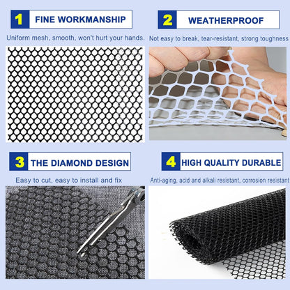 Upgraded Plastic Chicken Wire Fence Mesh 0.7in Poultry Animal Barrier Fence Garden Netting for Farm Poultry Chicken Netting Width 3.3ft(Size:33'L x 3.3'W Roll,Color:Black)