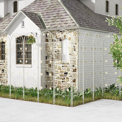 Giantex 4 Pack Garden Trellis, 5.9 FT Tall Galvanized Steel Trellis for Climbing Plants Outdoor for Patio Lawn Wall Decor, Plant Trellis for Vine Cucumber Tomato Flower Clematis Roses, White
