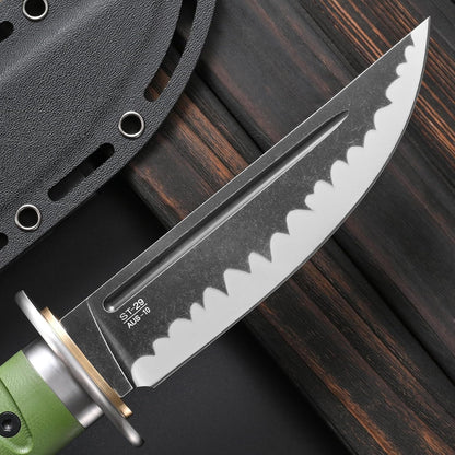 Sitivien ST29 Fixed Blade Knife, AUS-10 Steel Blade G10 Handle Full Tang Bowie Knife for Outdoor Camping Hunting Fishing Working(Green)
