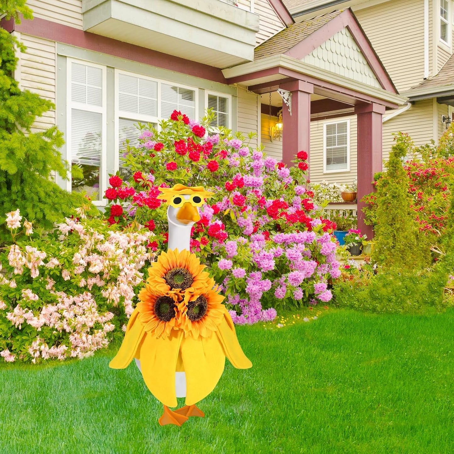 Sunflower Goose Outfit Summer Goose Outfits Cute Goose Clothes for Outdoor Garden Yard Statue Decor