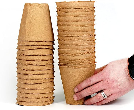 Daniel's Plants 4" Naked Pots | Large Natural Plantable Seed Starter Pots | OMRI-Listed Biodegradable Pots for Seedlings | Enhanced Aeration | Earth Freindly - Peat Free | 10 Pack 4 Inch Round