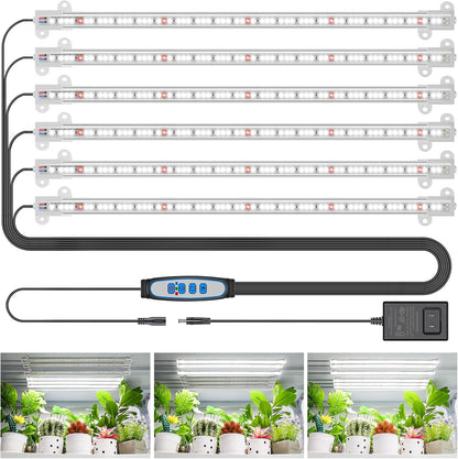 Wiaxulay Grow Lights for Indoor Plants, 360 LEDs Full Spectrum Plant Grow Light, 6 Bars/16 in Grow Light Strip with Auto Timer 6/12/16 Hrs, 3 Switch Modes, 5 Dimmable Levels for Hydroponics Succulent