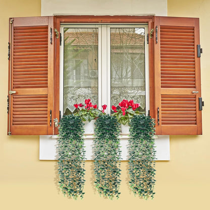 Artificial Hanging Eucalyptus Plants，Fake Plant Eucalyptus Small Decor Faux Hanging Vine Plants Wall Greenery for New Home Decoration，for Floating Shelf Indoor Outdoor Pack of 3