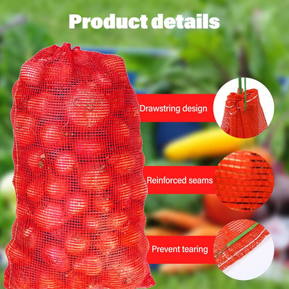 300 Pack 20'' x 14'' Mesh Onion Bags, Reusable Drawstring Fresh Produce Storage Bags for Onions, Vegetables, Potatoes, Citrus, Crawfish Firewood