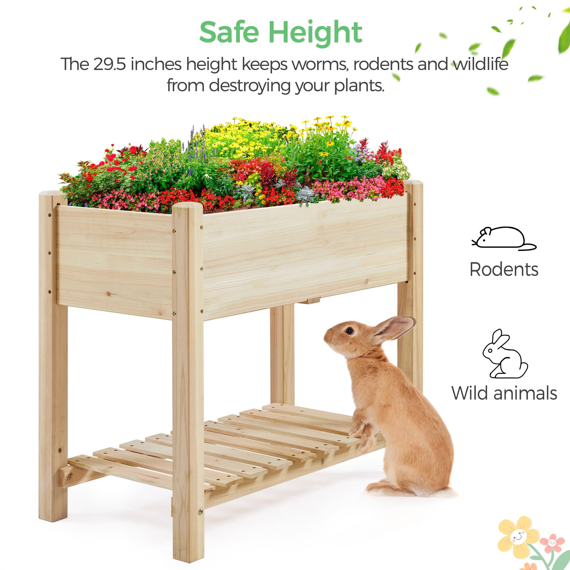 Yaheetech 34" Raised Garden Bed with Legs, Wooden Planter Box, 1Pcs