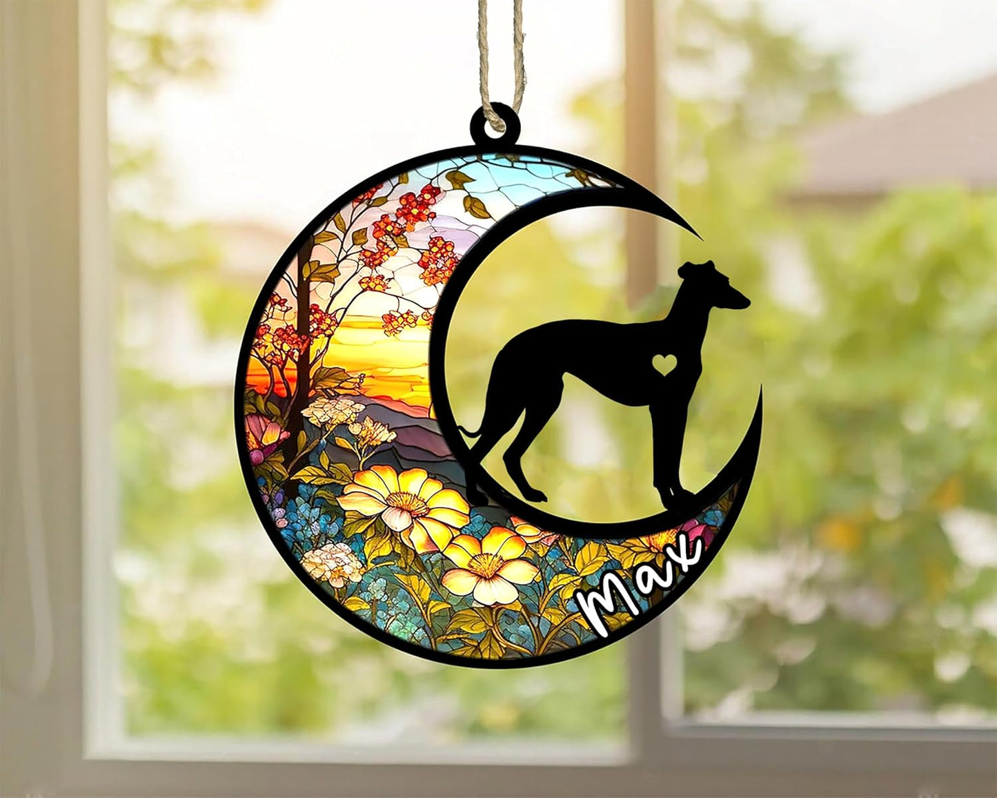 Personalized Dog Memorial, Custom Name Whippet Dog Christmas Ornament with Name, Custom Breeds, Pet Loss Light Catcher, Gifts for Lovers Loss of Pet Sympathy on Mothers Day Christmas