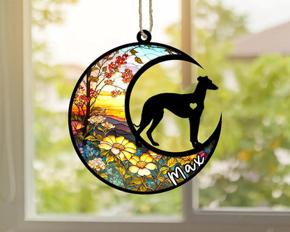 Personalized Dog Memorial, Custom Name Whippet Dog Christmas Ornament with Name, Custom Breeds, Pet Loss Light Catcher, Gifts for Lovers Loss of Pet Sympathy on Mothers Day Christmas