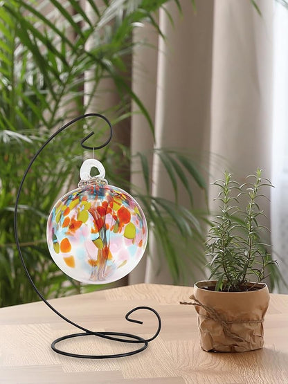 Dale Tiffany AC23214-D4 Rainbow Tree of Life Hand Blown Art Glass Ornament Witch Globe Gazing Ball, Eden, 4" Diameter with Hanging Stand