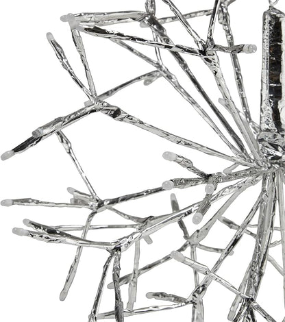 Alpine Corporation 16"H Indoor Holiday 3D Snowflake Hanging Ornament with LED Lights, Silver , Christmas Decoration