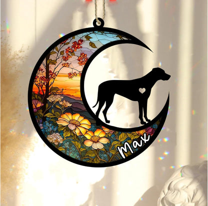 Personalized Dog Memorial, Custom Name Rhodesian Ridgeback Dog Christmas Ornament with Name, Custom Breeds, Pet Loss Light Catcher, Gifts for Lovers Loss of Pet Sympathy on Mothers Day Christmas