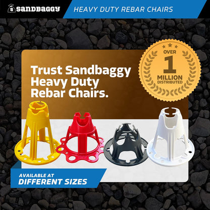 Sandbaggy Plastic Rebar Support Chairs - Elevates #3 to #5 Rebar 1" or 1-1/4" - Concrete Chair and Steel Wire Mesh (4000, 1" - 1.25")