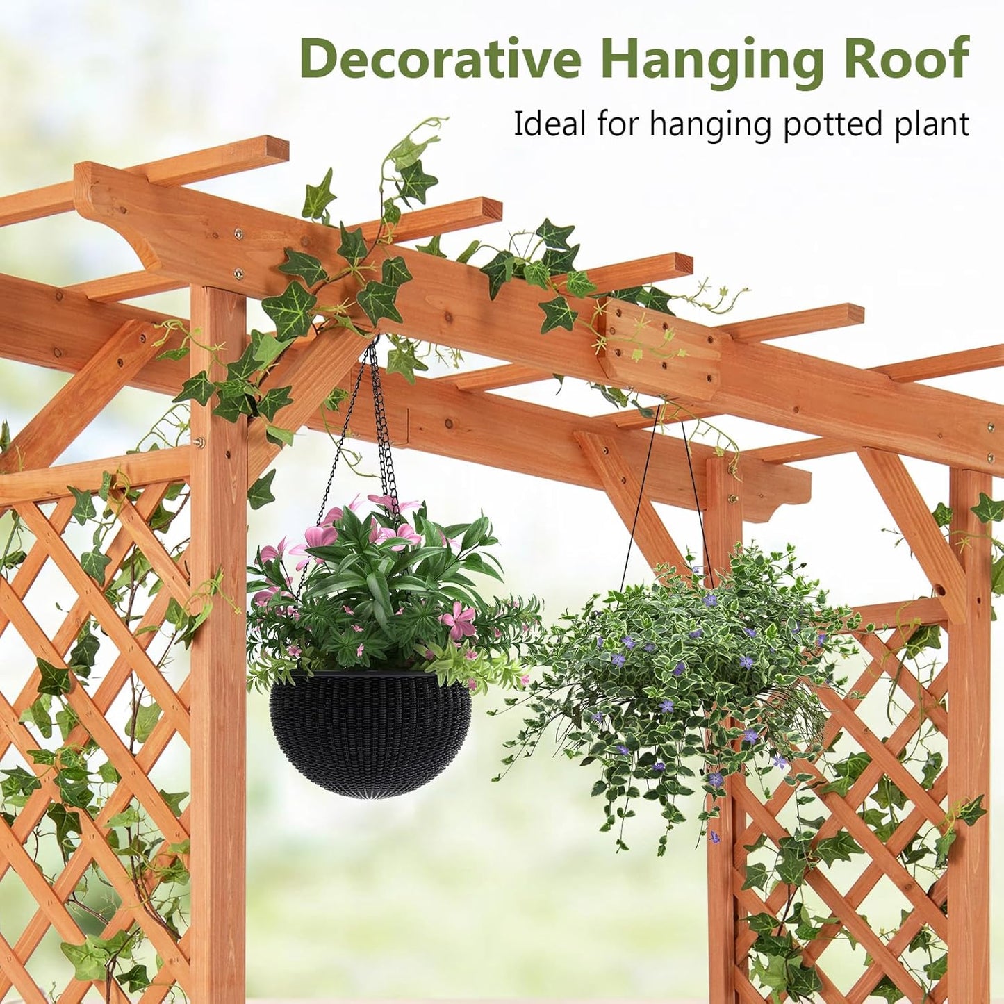 S AFSTAR 84" Wooden Garden Arbor, Plant Climbing Arch Trellis Pergola Archway Wedding Arch for Outdoor, Yard, Ceremony Christmas Decoration (Brown)