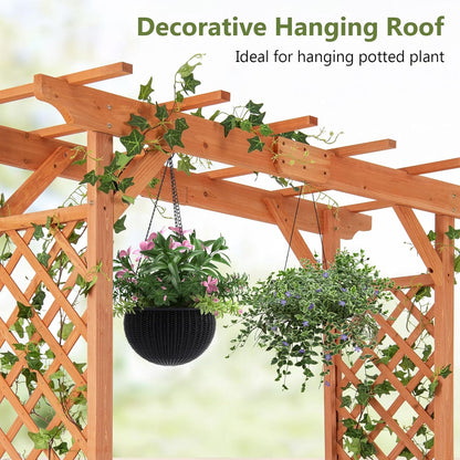 S AFSTAR 84" Wooden Garden Arbor, Plant Climbing Arch Trellis Pergola Archway Wedding Arch for Outdoor, Yard, Ceremony Christmas Decoration (Brown)