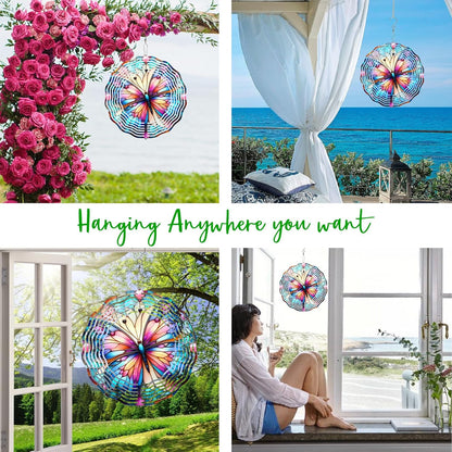 Purple Butterfly Wind Spinner 3D Butterfly Spinners Exquisite Outdoor Garden Decoration 3D Stainless Steel Butterfly Spinner with Unique Visual Effect Perfec Sculptures Gift 10 Inch