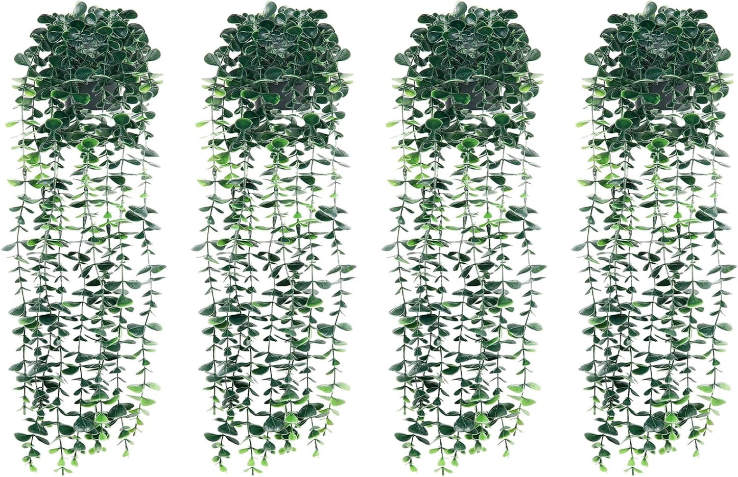 4pcs Artificial Hanging Eucalyptus Plants，Fake Plants Eucalyptus Small Decor Faux Hanging Vine Plants Wall Greenery for New Home Decoration，for Floating Shelf Indoor Outdoor