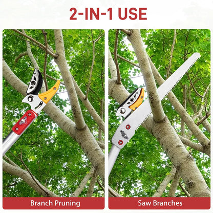 Outvita 4.4-7.2FT Extendable Tree Pruner, Lightweight Tree Trimmers, Cut and Hold Pruning Trimmer Long Reach Pole Saw, Telescoping Fruit Picker, Branches Bypass Lopper, Long Handle Pruner, Silver