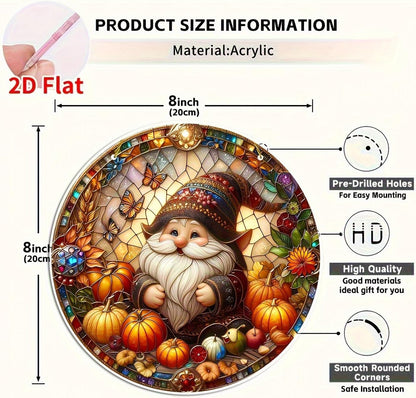 7.87Inch Fall Sun Catcher Acrylic Garden Cute Pumpkin Dwarf Suncatcher Decor Window Hanging for Wall Home, Garden, Housewarming Women Neighbor Autumn Decor Gifts