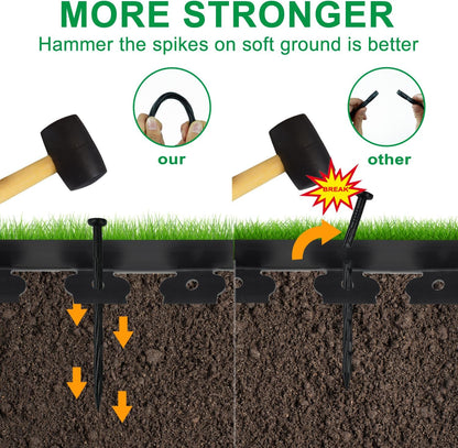 Hugeleaf Landscape Edging 2 Inch Tall, 40 Feet Garden Edging Border with 40Pcs Stakes,Lawn Border for Landscaping, Flower Beds(Black)