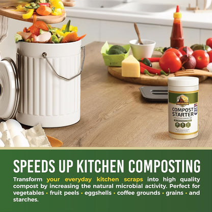 Compost Starter - 100x Concentrated All Natural Compost Accelerator for Countertop Kitchen Bin - Odor-Free, Fast-Acting Microbial Formula - Approximately 73 Scoops