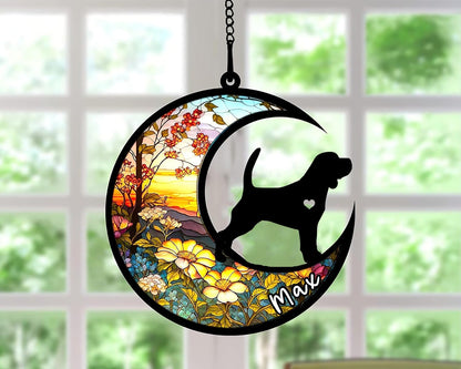 Personalized Dog Memorial, Custom Name Beagle Dog Christmas Ornament with Name, Custom Breeds, Pet Loss Light Catcher, Gifts for Lovers Loss of Pet Sympathy on Mothers Day Christmas