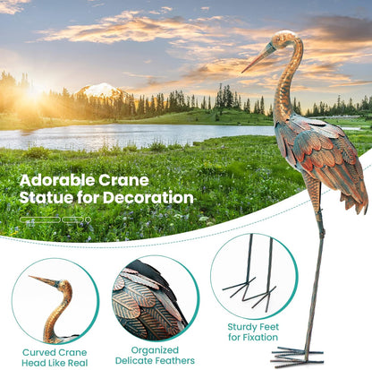 Giantex Crane Garden Statues Set of 2, Standing Metal Crane Sculptures Bird Ornament Yard Decorations for Lawn Backyard Porch Patio Outdoor Decor, with 4 U-Shaped Stakes (Crane)
