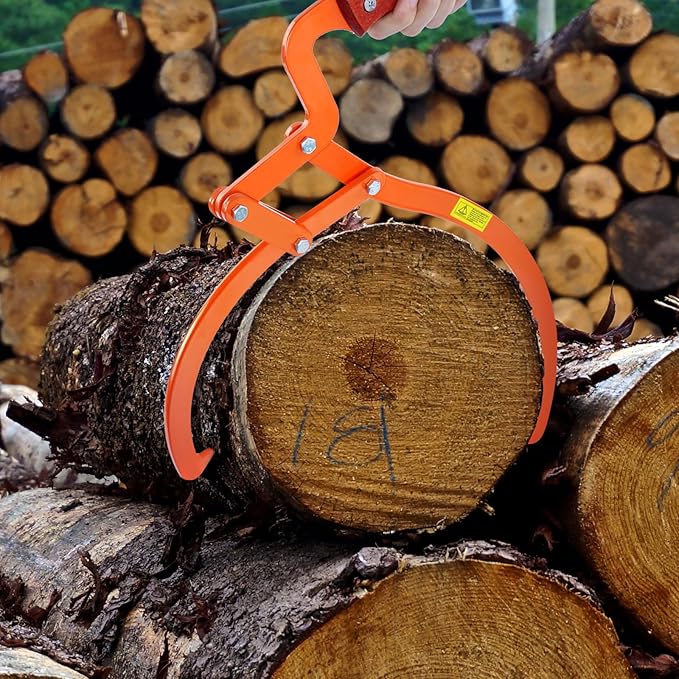 20 Inch Orange Log Tongs, 2 Claw Skidding Tongs Non-Slip Grip, Log Lifting Tongs for Handling, Dragging & Carrying Tool
