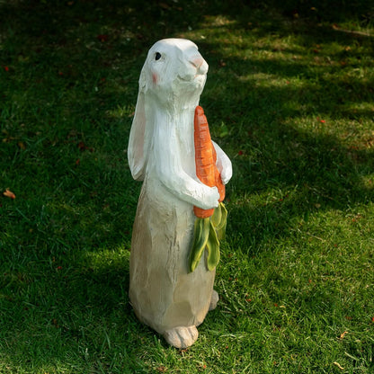 ZOEJADE 26" H Rabbit Large Statue Bunny Holding Carrot Sculpture Big Resin Outdoor Statues Indoor Decor Animal Ornament for Home Garden Lawn Yard Balcony Gifts Birthday Easter Housewarming Christmas
