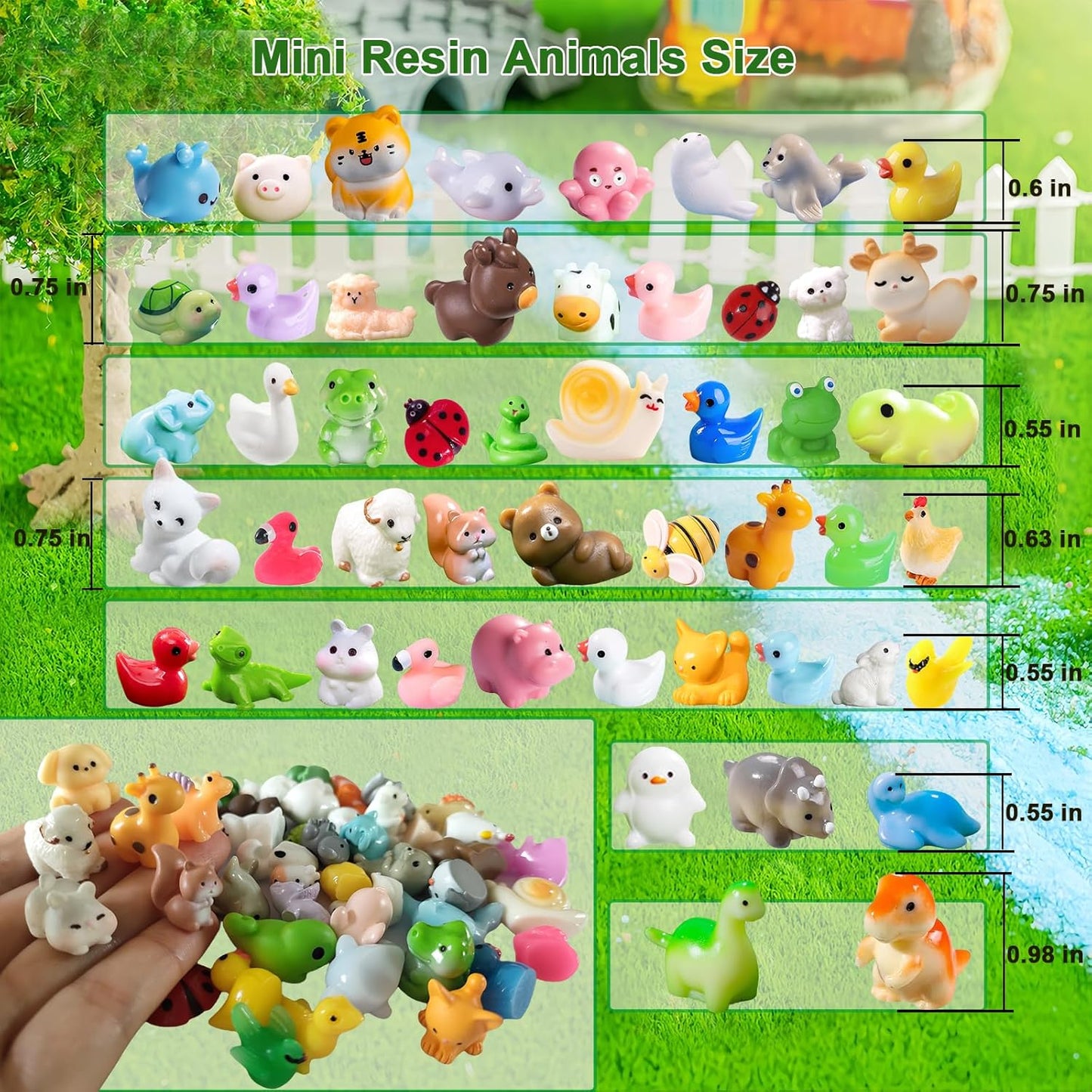 50 Pcs Mini Resin Animals Variety Pack for Miniature Dollhouse Fairy Garden Accessories Home Landscape Aquarium Hide DIY Craft Gifts Party Favors