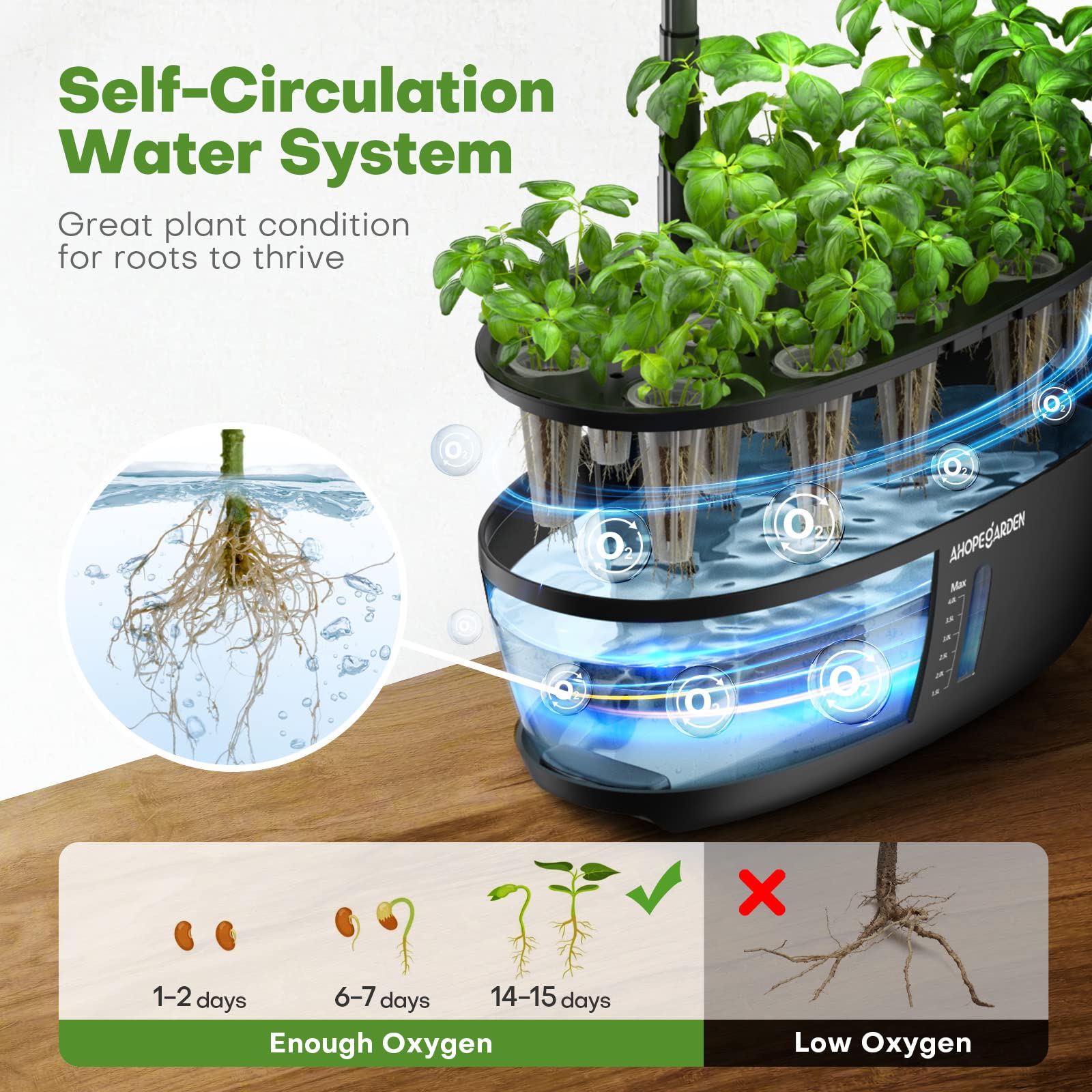 Ahopegarden Hydroponics Growing System: 12 Pods Indoor Herb Garden with LED