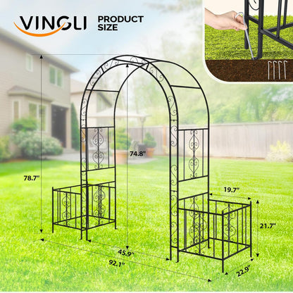 VINGLI Garden Arbor Arch, Wedding Arch Archway for Ceremony Party, Trellis for Plant Climbing, Christmas Decorations Pergola for Backyard, Lawn, Patio, Yard (Arbor with Planter Box)