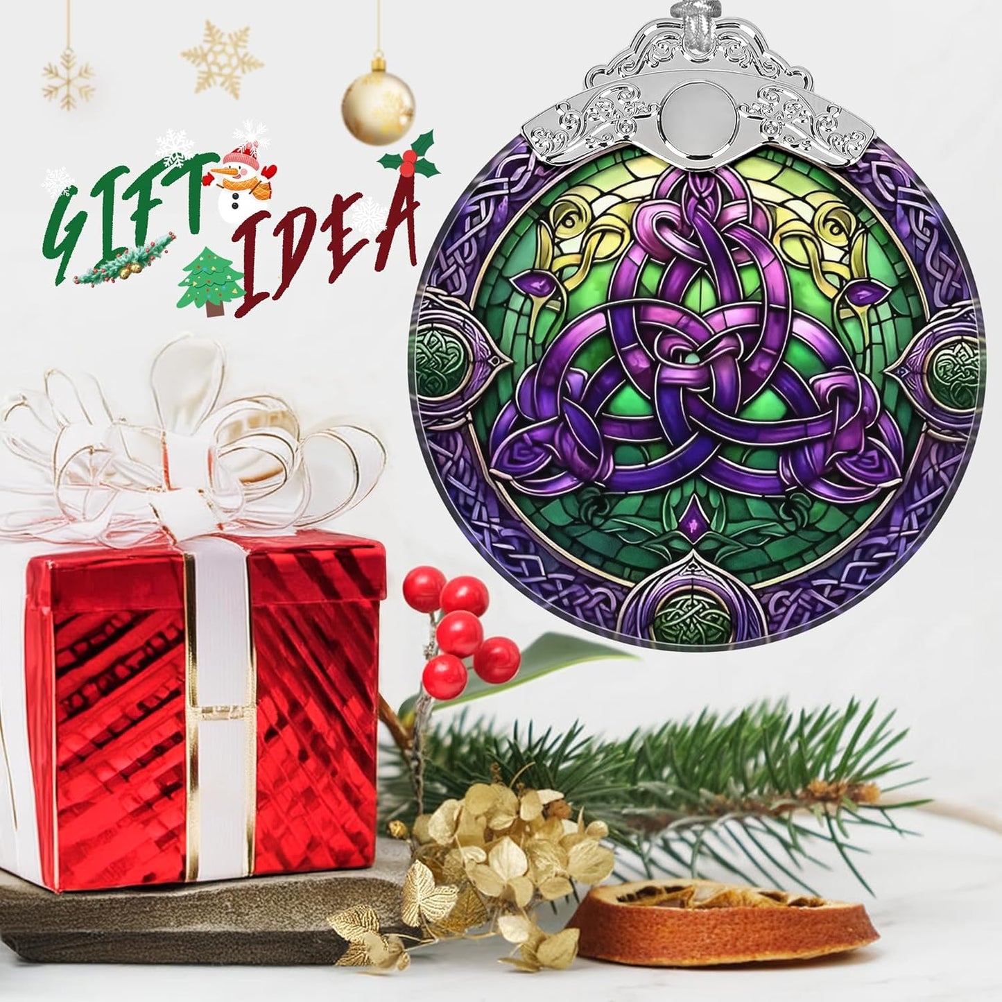 Celtic Knot Stained Glass Ornament - Christmas Ornament - Christmas Decorations for Tree - Holiday Present ldeas - Gift Exchange