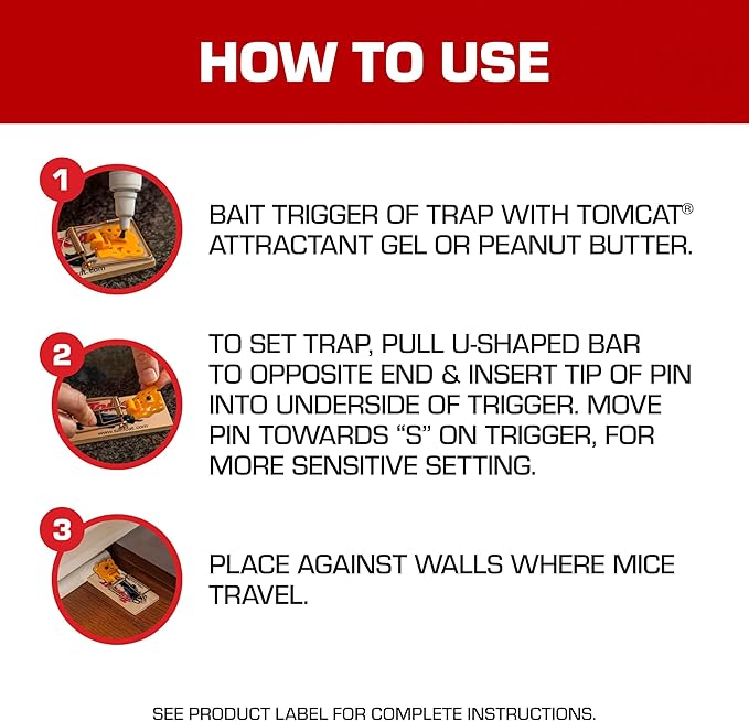 Tomcat Mouse Traps (Wooden), Easy to Use, Effective Way to Catch Mice, 24-Pack