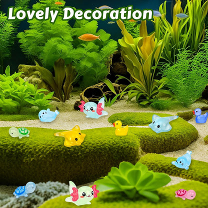 120 Pcs Luminous Mini Resin Animals Glow in The Dark Small Little Tiny Resin Figurines Ducks Axolotls Pandas Garden Miniature Figures for Crafts Micro Landscape Decoration Fairy Garden Accessories
