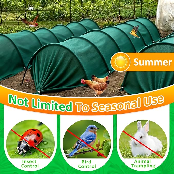 Green Plant Covers Freeze Protection, 10 x 50 ft - 1.5 oz/yd² Frost Cloths for Outdoor Plants, Tree Covers Freeze Protection, Winter Garden Blanket, Sun Cover for Plants for Greenhouse, Vegetables