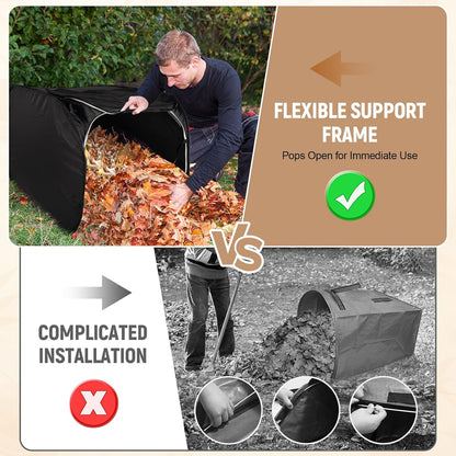 Pop Up Leaf Collector with Anchor Stakes, Collapsible Reusable Garden Waste Bag,Heavy-Duty Lawn Leaf Bag for Yard Debris, Grass, and Outdoor Cleanup,38"×24.5"×24.5",100-Gallon,Black