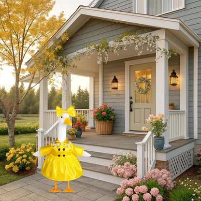 Porch Goose Outfit Flower Lawn Goose Dress Clothes for 23" Large Geese Statue Outdoor Patio Yard Lawn Art Decoration