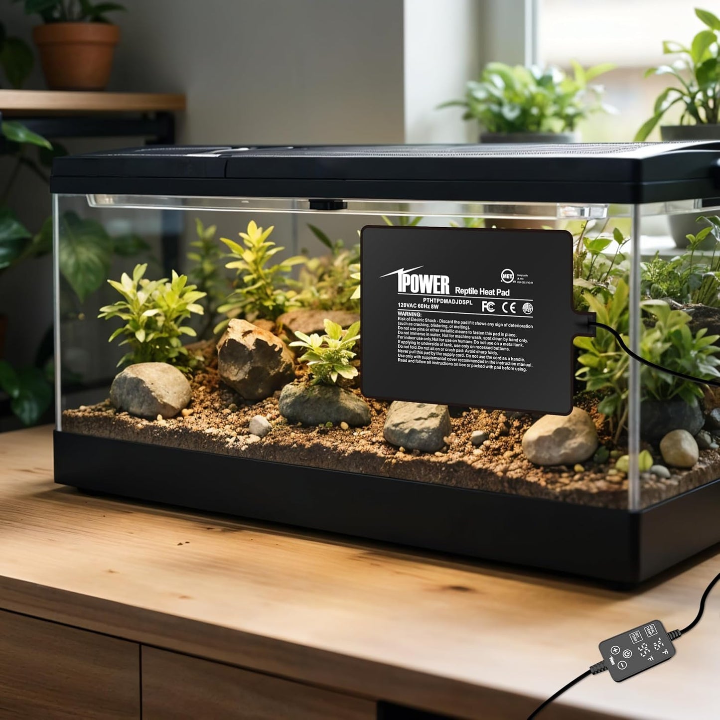 iPower 6 by 8 Inch 8W Reptile Heating Pad with Adjustable Thermostat, Under Tank Warmer Terrarium Heat Mat for Turtles/Snakes/Lizards/Frogs, and Other Reptiles