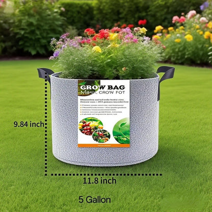 Grow Bags,Gallon Pot,Gallon Grow Bag,Fabric Plant Vegetable Pots with Handles,2-12 Nursery Pot Gallon Grow Bags with 1 Non-Slip Gardening Gloves,5pcs (5 Gallon)