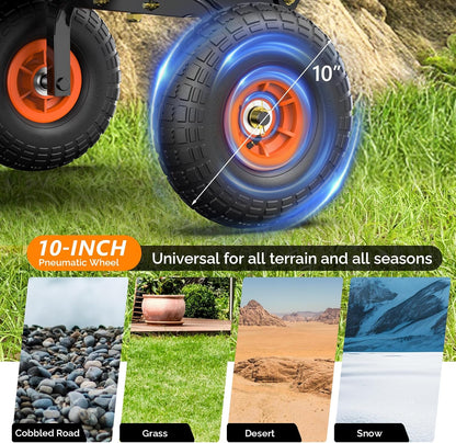 VINGLI Dump Cart Wagon, 440LBS Quick-Release Dump Wheelbarrow, All-Terrain 10" Tires Garden Wagon for Yard, Lawn and Outdoor Use