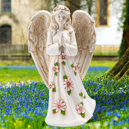 Angel Statue for Garden - 9.65 inches Guardian Solar Garden Statue, Gardening Gifts for Mom Grandma Lawn Ornaments Figurines for Outdoor Decor