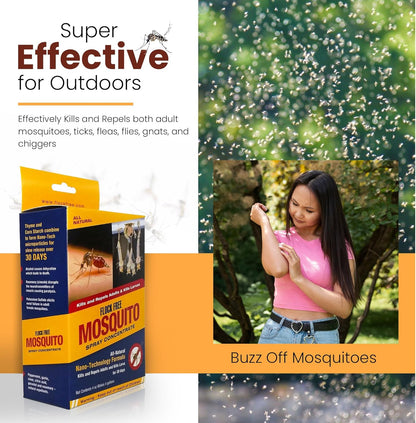 Natural Mosquito Control Spray Concentrate, Repels Mosquitoes, Ticks, Fleas, Flies, Gnats, and Chiggers Away. Makes up to 4 Gallons! (4oz Concentrate)