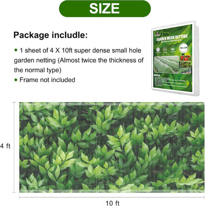 Garden Netting, Jevrench Durable Ultra Fine Garden Netting, Garden Plant Cover Row Cover Makes Plants, Vegetables, Fruits, and Flowers Grow Better (4ft x 10ft)