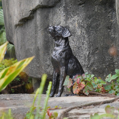 Garden Statue Outdoor Decorations Dog-Figurine – 19inch Black Labrador décor Sculpture Sitting Statue Resin Sculpture for Patio Lawn Yard Porch Garden 12.25L*8.25W*19H
