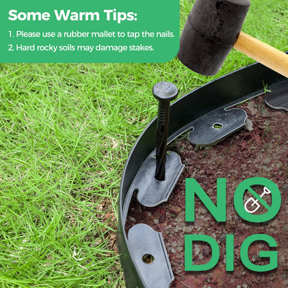 4-Inch x 50 FT Landscape Edging Border with 75 Spikes, Garden Edging Lawn Border Kit, Plastic