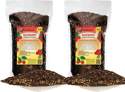 Gardenera Premium Raspberry Potting Soil Mix - Optimal Blend for Thriving and Juicy Berries - 10 Quart