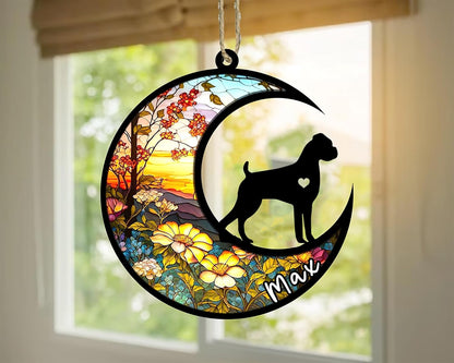 Personalized Dog Memorial, Custom Name Boxer Dog Christmas Ornament with Name, Custom Breeds, Pet Loss Light Catcher, Gifts for Lovers Loss of Pet Sympathy on Mothers Day Christmas