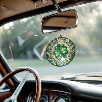 Shamrock Four Leaf Acrylic Suncatcher Stained Glass Effect Window Car Hanging Christmas Ornament Indoor Outdoor Decor Garden Sun Catcher Panel for St. Patrick Day for Women Mom Grandma