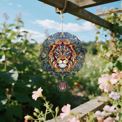 Wind Spinners Outdoor, Vintage Indian Lion 3D Stainless Steel Wind Sculpture Spinner for Garden Outside Hanging Decor Mother's Day Christmas Birthday Gifts for Women Men Mom Nana 11.8 in