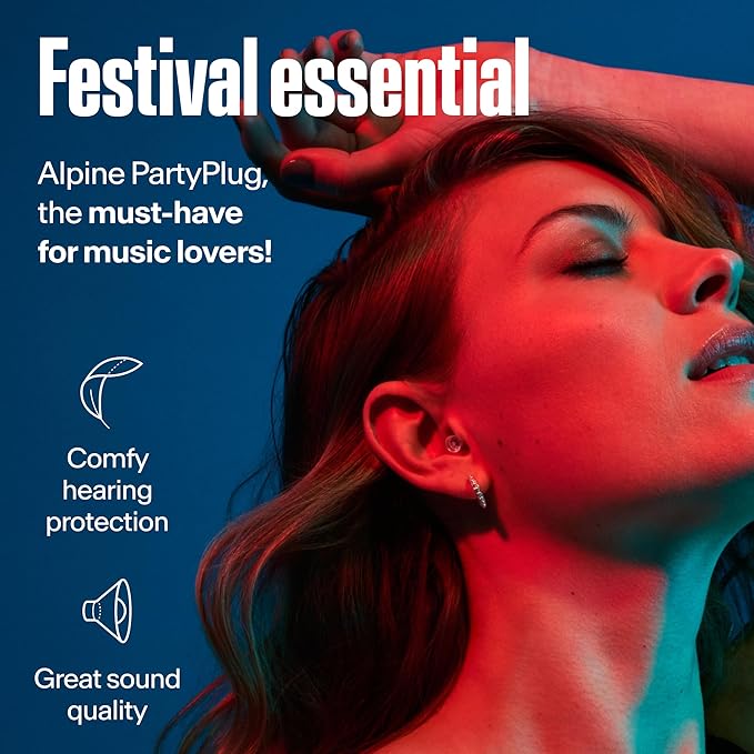 Alpine PartyPlug Concert Ear Plugs with 19dB Noise Reduction - Reusable Hearing Protection for